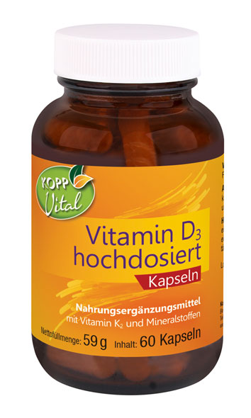 Kopp Vital  ®  Vitamin D3 hochdosiert 10.000 IE mit Magnesium, Bor (Borax), Betacarotin, Vitamin K2 und Zink