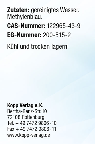 Methylenblau 1% / mindestens 99,8 % rein / frei von Schwermetallen/ Kopp Verlag03