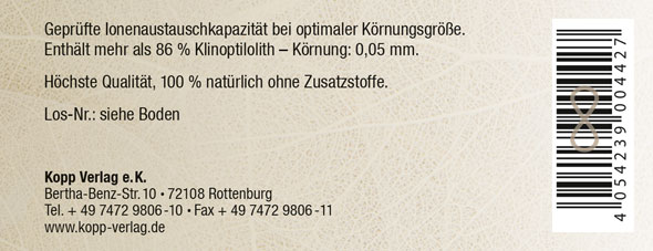 Kopp Vital ® Naturzeolith Pulver - 86 % Klinoptilolith - Körnung: < 0,05 mm. Höchste Qualität, 100 % natürlich03