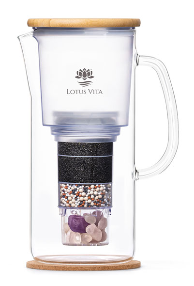 Lotus Vita Glas-Filterkanne ENYA mit Bambusdeckel und edlem Griff01