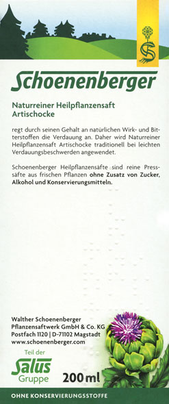 Schoenenberger Naturreiner Heilpflanzensaft - Wirkstoff: Artischockenblütenknospen-Presssaft04
