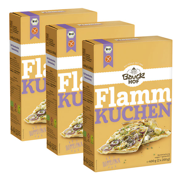3er-Pack Bauckhof Flammkuchen - glutenfrei & Bio