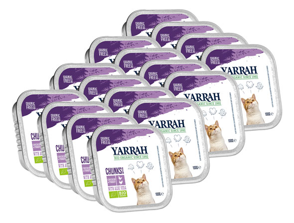 16er-Pack Yarrah Bio-Bröckchen mit Huhn & Truthahn für Katzen01