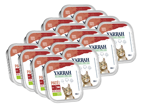 16er-Pack Yarrah Bio-Pastete mit Rind für Katzen01
