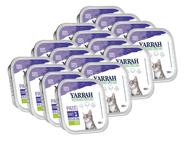 16er-Pack Yarrah Bio-Pastete mit Huhn & Truthahn für Katzen01