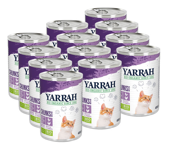12er-Pack Yarrah Bio-Bröckchen mit Huhn & Truthahn für Katzen01