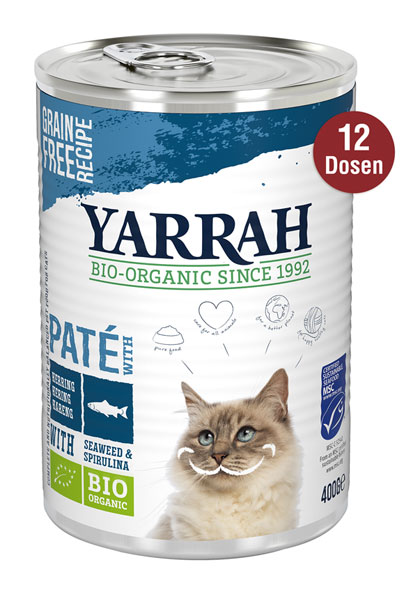 12er-Pack Yarrah Bio-Pastete mit Fisch (MSC) für Katzen