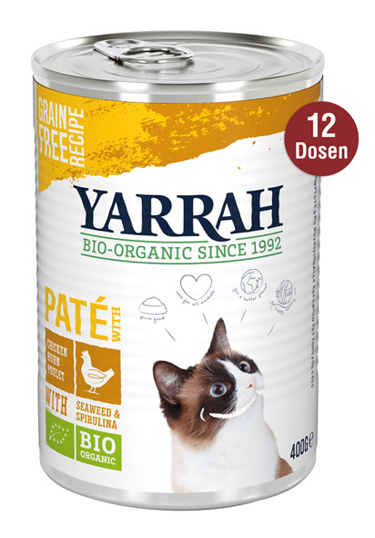 12er-Pack Yarrah Bio-Pastete mit Huhn für Katzen
