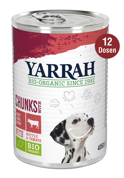 12er-Pack Yarrah Bio-Bröckchen mit Rind für Hunde