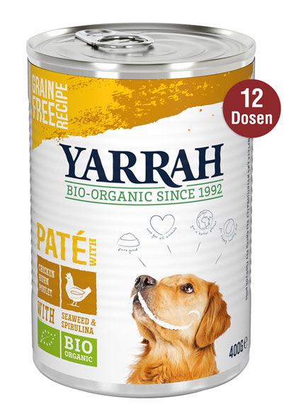12er-Pack Yarrah Bio-Pastete mit Huhn für Hunde