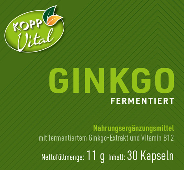 Kopp Vital ®  Ginkgo fermentiert Kapseln in Premiumqualität mit Vitamin B1201