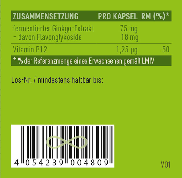 Kopp Vital ®  Ginkgo fermentiert Kapseln in Premiumqualität mit Vitamin B1203
