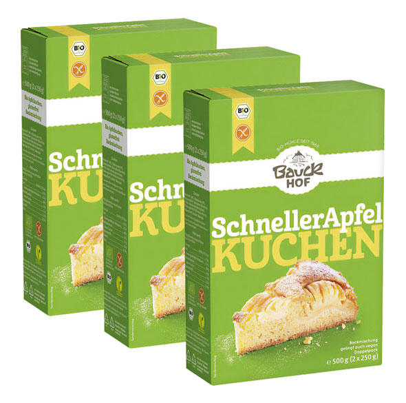 3er-Pack Bauckhof Schneller Apfelkuchen glutenfrei Bio