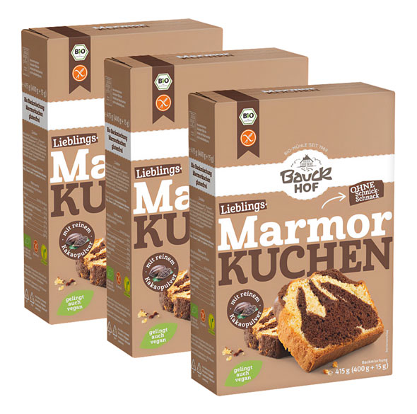 3er-Pack Bauckhof Marmorkuchen glutenfrei Bio