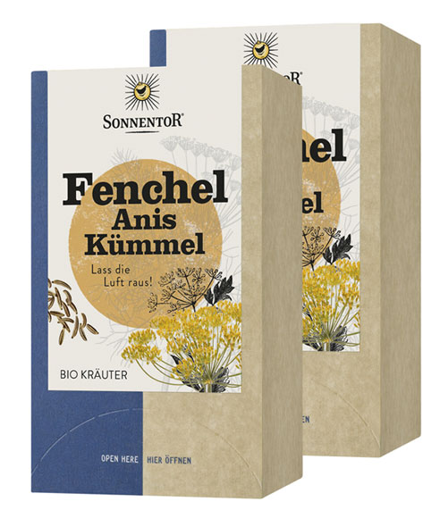 2er-Pack Sonnentor Bio-Fenchel-Anis-Kümmel Kräutertee, Beutel, 2 x 18 x 1,7 g