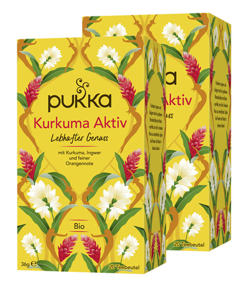 2er-Pack Pukka Bio-Kurkuma aktiv Kräutertee, Beutel, 2 x 20 x 2 g