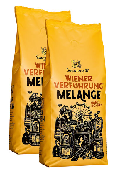 2er-Pack Sonnentor Kaffee »Wiener Verführung« Melange ganze Bohnen - 2 × 1000 g