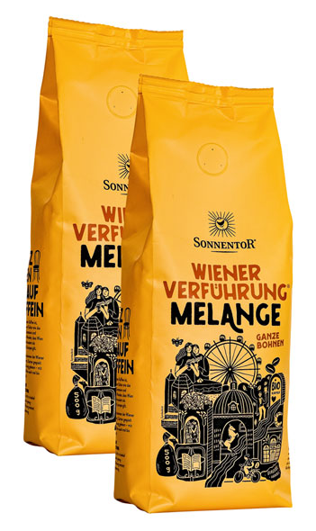 2er-Pack Sonnentor Kaffee Wiener Verfhrung Melange ganze Bohnen - 2  500 g
