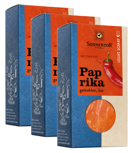 3er-Pack Sonnentor Bio-scharfer Paprika gemahlen, 3 x 50 g