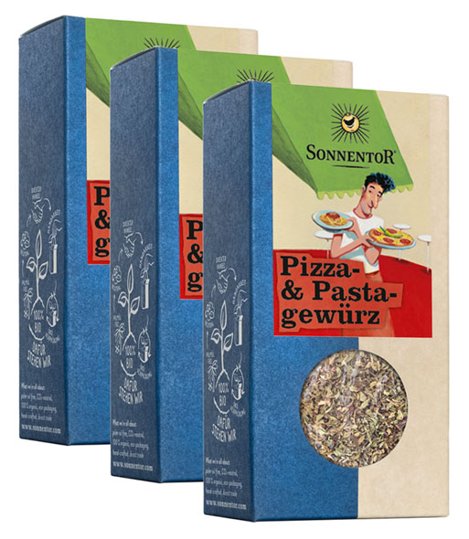 3er-Pack Sonnentor Pizza- und Pastagewürz, 3 x 20 g