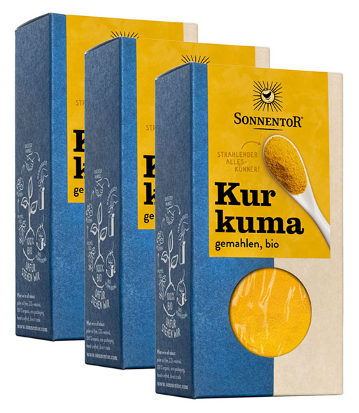 3er-Pack Sonnentor Bio-Kurkuma gemahlen, 3 x 40 g