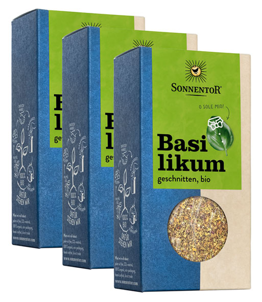3er-Pack Bio-Basilikum geschnitten, 3 x 15 g