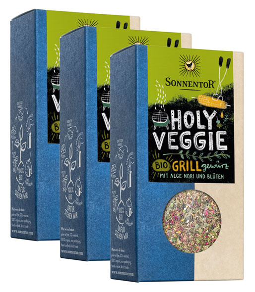 3er-Pack Sonnentor Holy Veggie Bio-Grillgewürz, 3 x 30 g