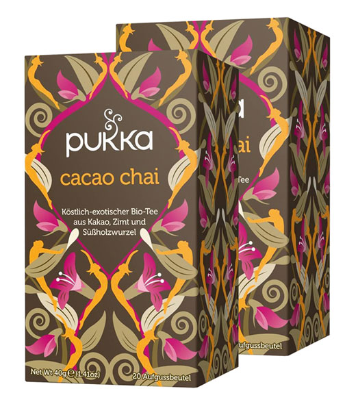 2er-Pack Pukka Bio-Cacao Chai Gewürztee, 2 x 20 x 2 g Beutel