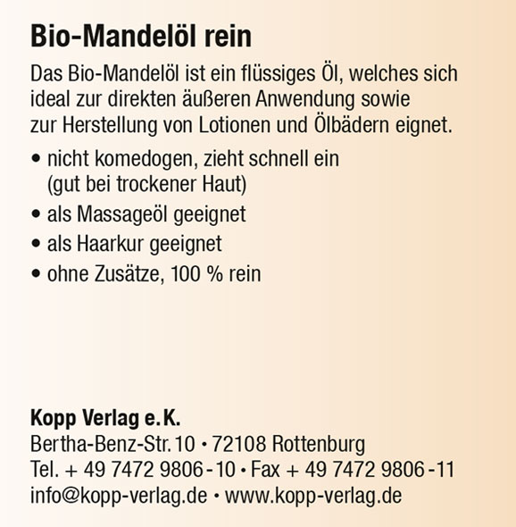 Kopp Vital   Bio-Mandell 100 % rein, 250 ml / Kaltgepresst / nicht komedogen /fr Haut, Haare & Kche / ohne Zustze03
