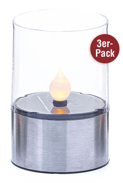 3er-Pack Solar-Tischleuchten Flame