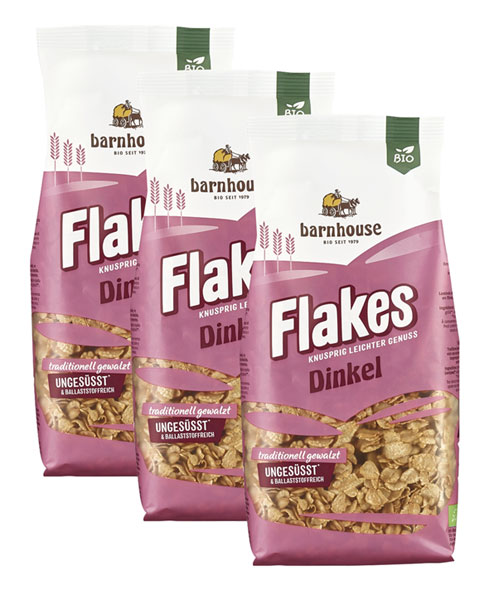 Barnhouse 3er-Pack Bio-Dinkelflakes ungest