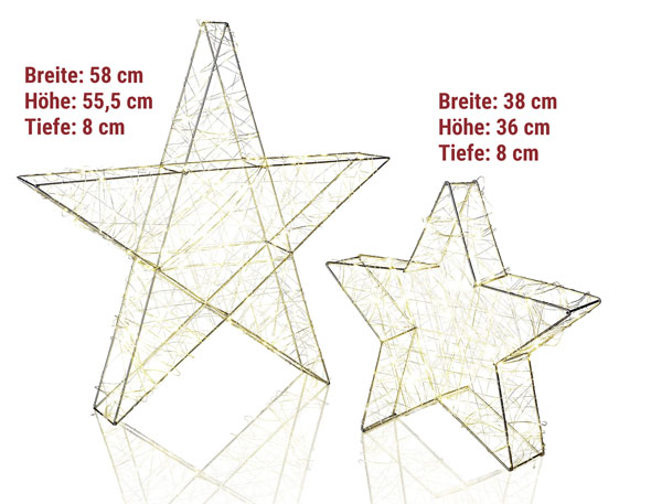 2er-Set LED-Sterne aus Metall mit 120 LEDs und 180 LEDs01