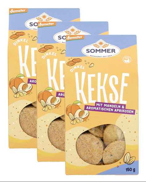 3er-Pack Dinkel Kekse mit Mandeln & Aprikose, demeter