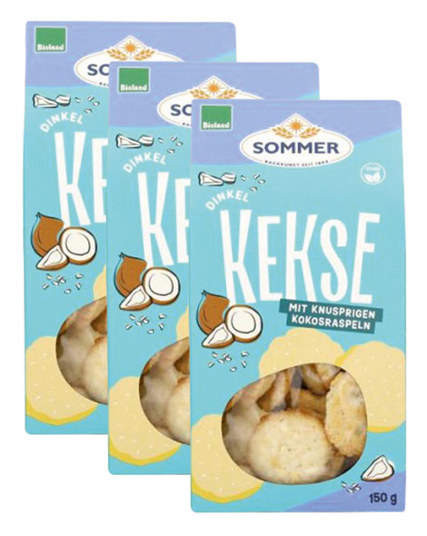 3er-Pack Sommer Dinkel Kokos Kekse