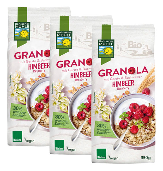 3er-Pack Granola Himbeer-Raspberry