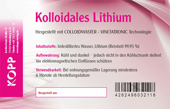 Kolloidales Lithium - Konzentration 500 ppm / 5 mg Lithium je 10 ml / hochrein / hochdosiert02