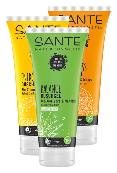 3er-Set SANTE Duschgel Balance, Energy, Happiness