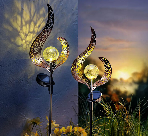 2er-Pack Solar-Gartenstecker Wave