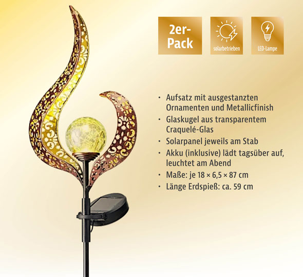 2er-Pack Solar-Gartenstecker Wave01
