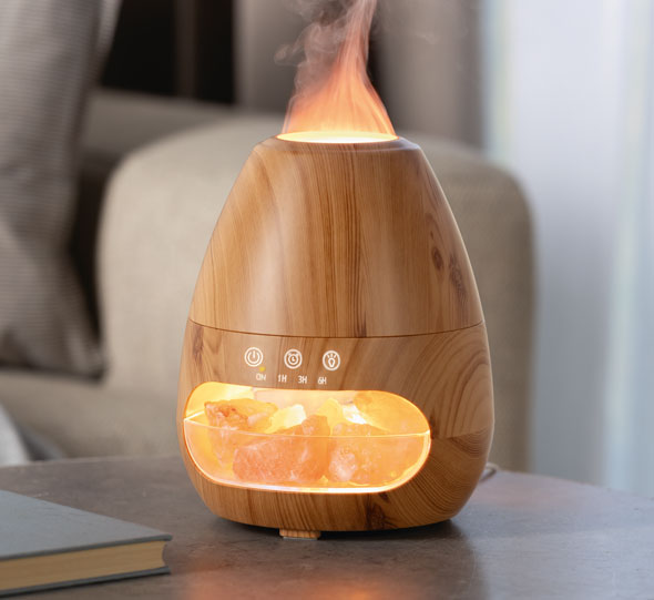  3-in-1 Aroma-Diffuser und Luftbefeuchter mit Salzkristall-Licht 