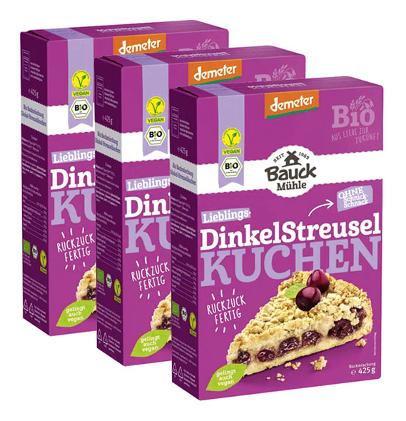 3er-Pack Bauckhof Dinkel-Streuselkuchen Bio