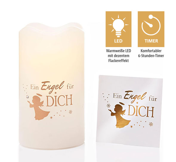 Geschenkset LED-Echtwachskerze Engel01