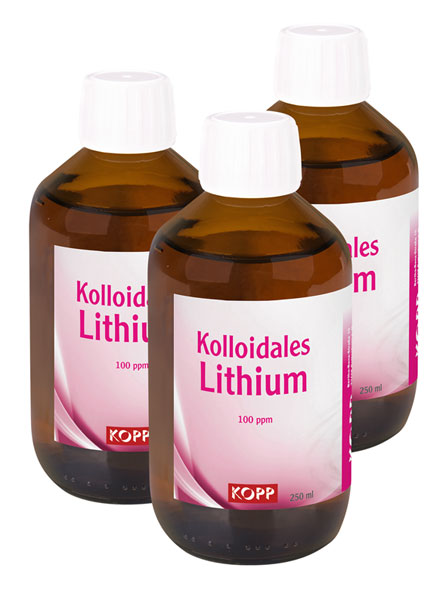 Kolloidales Lithium - Konzentration 100 ppm / 250 ml / 1 mg Lithium je 10 ml / hochrein