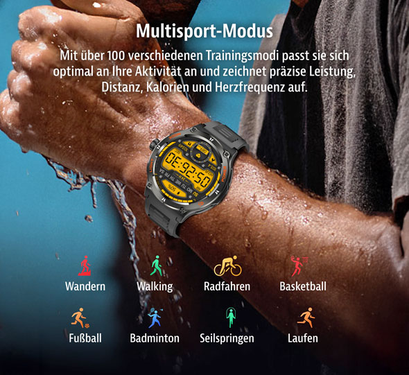 Smartwatch fr Fitness & Gesundheit mit Taschenlampe06