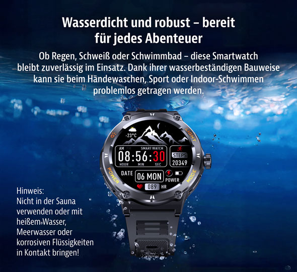 Smartwatch fr Fitness & Gesundheit mit Taschenlampe09