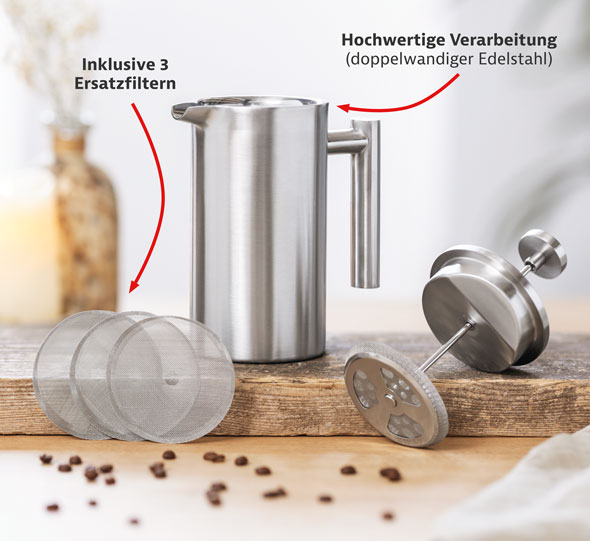 Edelstahl-Kaffeebereiter - French Press01