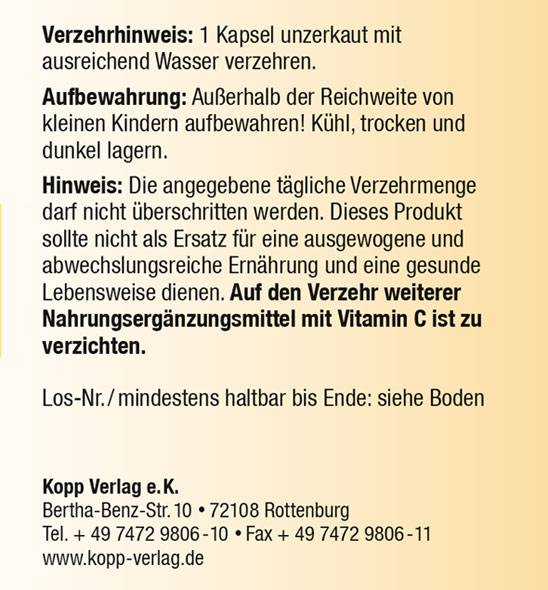 Kopp Vital   PureWay-C   Kapseln / 950 mg Vitamin C / Hochdosiert / Schnelle Resorption / Vegan03
