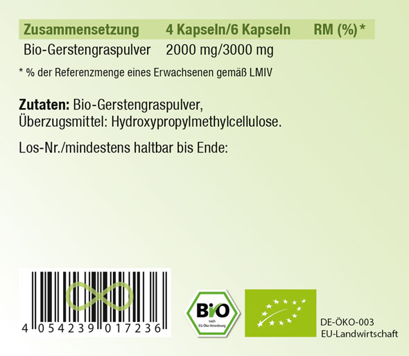 Kopp Vital � Bio-Gerstengras / 500 mg / 240 Kapseln02