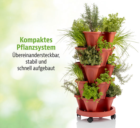 Stapelbares Pflanzsystem mit Tray und Rollen03