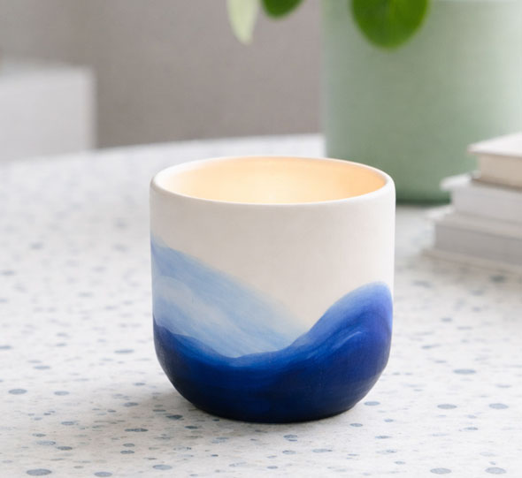 Teelichthalter �Aquarell� - Blau